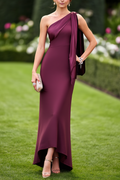 Wedding Guest Dress Fuchsia One Shoulder Sleeveless Maxi Dress