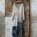 Japanese Floral Sashiko Patchwork Lace Flowy Maxi Dress