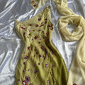 Women's Green and White Dress