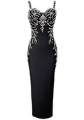 Crystal Embellished Maxi Dress Black