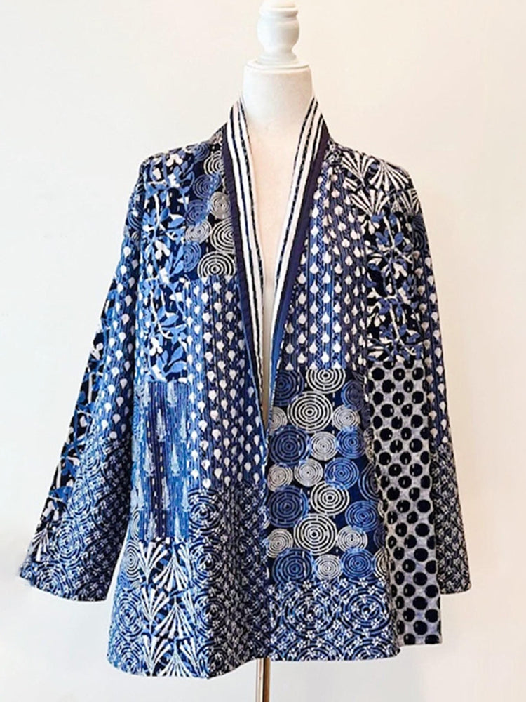 Japanese Style Kantha Quilted Splicing Kimono