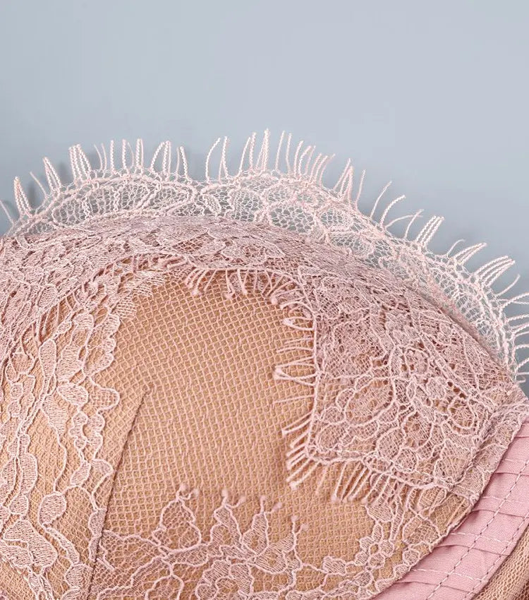 Strapless Lace Corset Draped Dress Pink