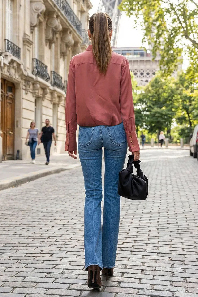 FRONT ZIP BELL CUFFS BLOUSE