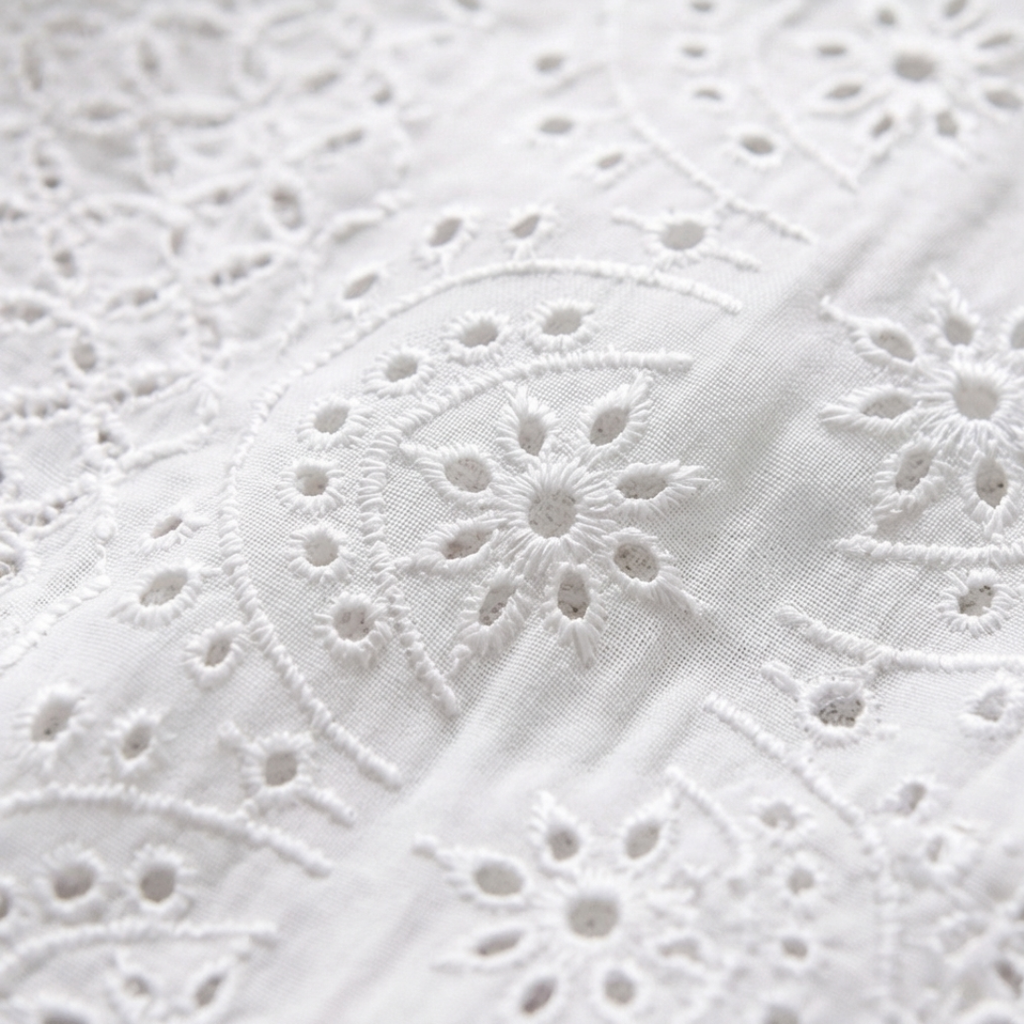 Florelle – Embroidered Eyelet Button Blouse