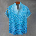 Japanese-style Ocean Pattern Art Print Casual Shirt