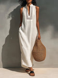 Minimalist Sleeveless Maxi Dress With Cutout Neckline