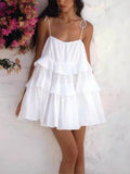 Multi-layer Ruffled Backless Slip Dress