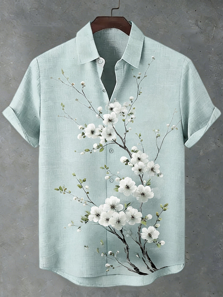 Men's Floral Print Short-sleeved Shirt