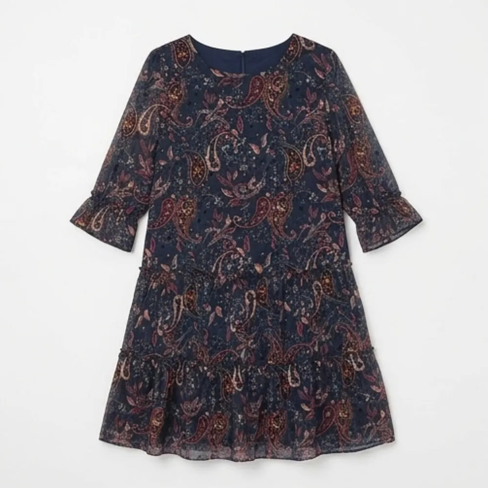 Floressa – Women's Tiered Chiffon Paisley Midi Dress
