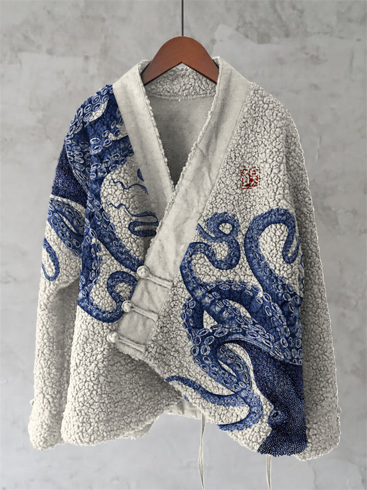 Japanese Octopusart Art Plush Cardigan
