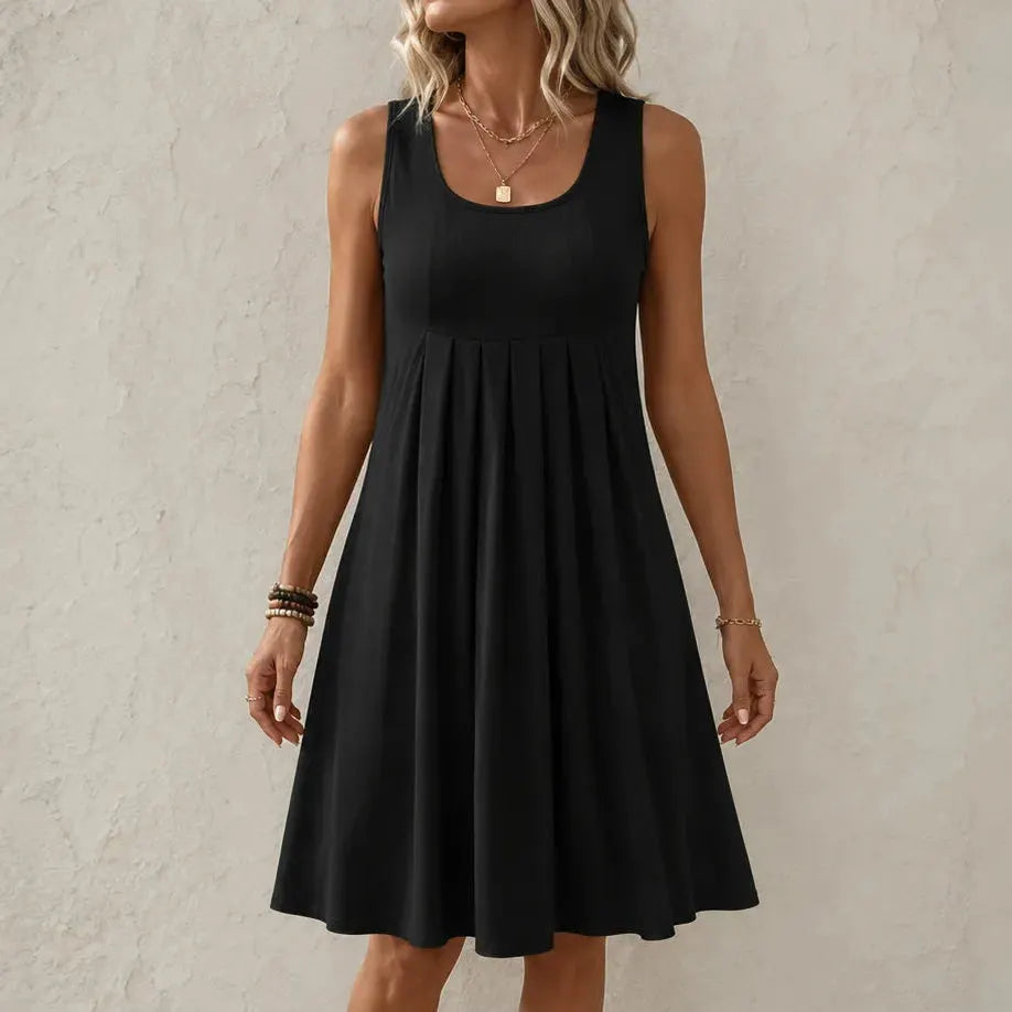 Solelia – Pleated Empire-Waist Sleeveless Summer Dress