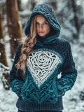 Viking Gradient Totem Pattern Women's Hooded Sweater