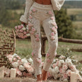 Women's Vintage Patchwork Floral Art Cozy Knit Leggings