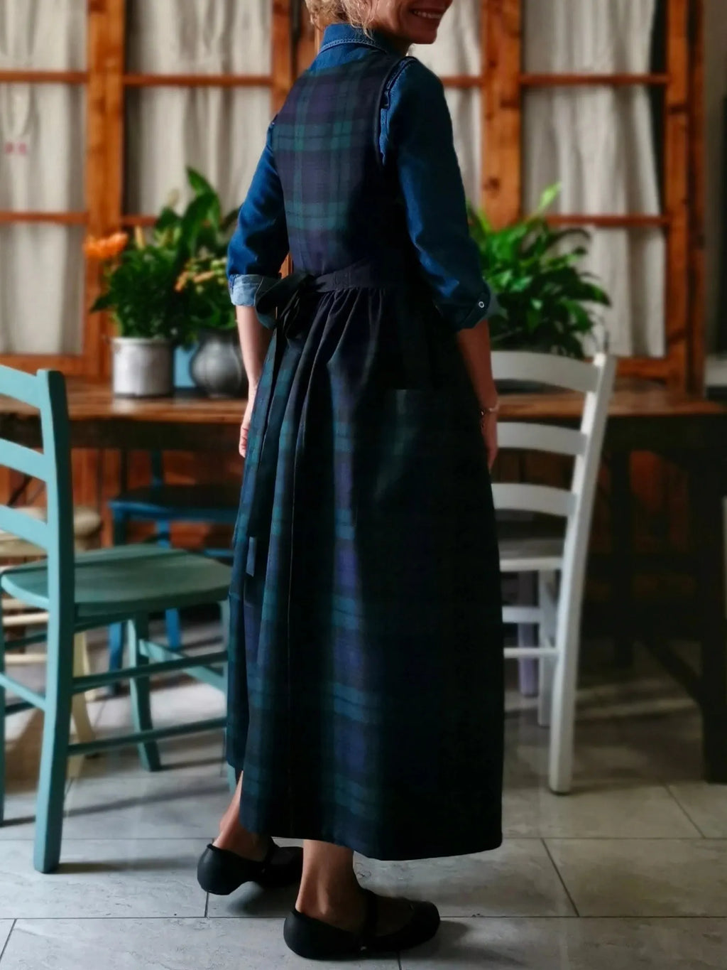 Green and Blue Plaid Apron