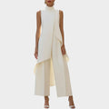 Draped Mock Neck Two-Piece Set