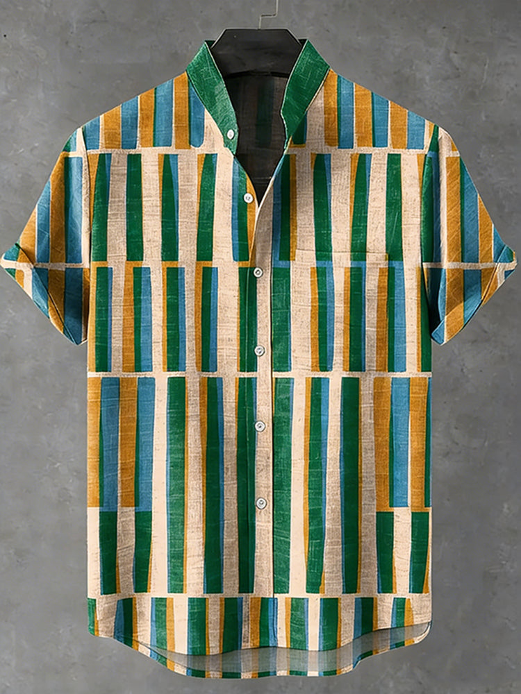Men's Vintage Geometric Pattern Casual Shirt
