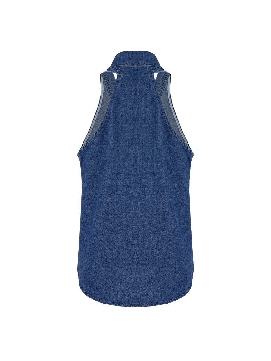 Loose Sleeveless Solid Color V-Neck Vest Top