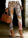 Women's Retro Leopard Print Splicing Ripple Pattern