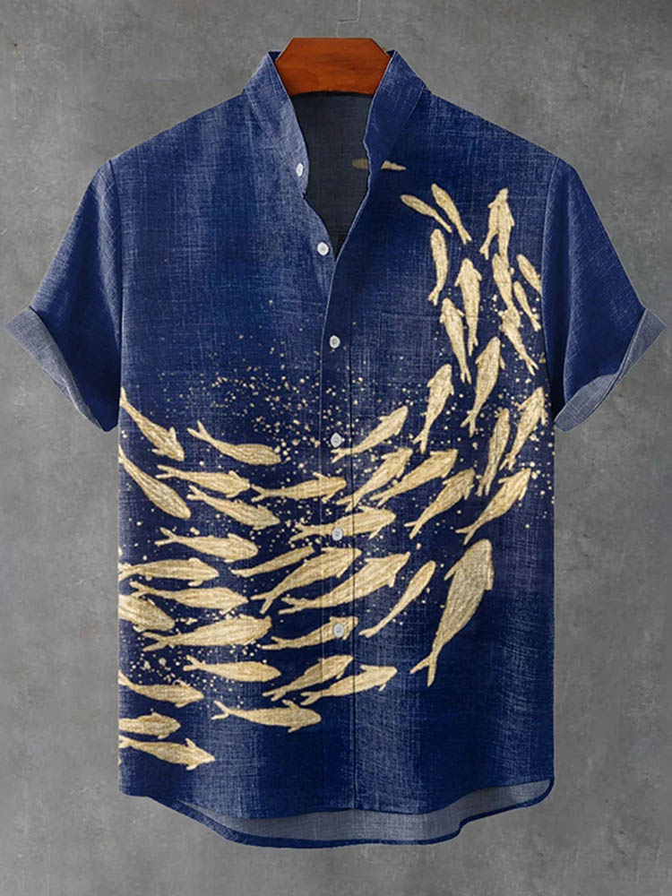 Japanese-style Ocean Pattern Art Casual Shirt