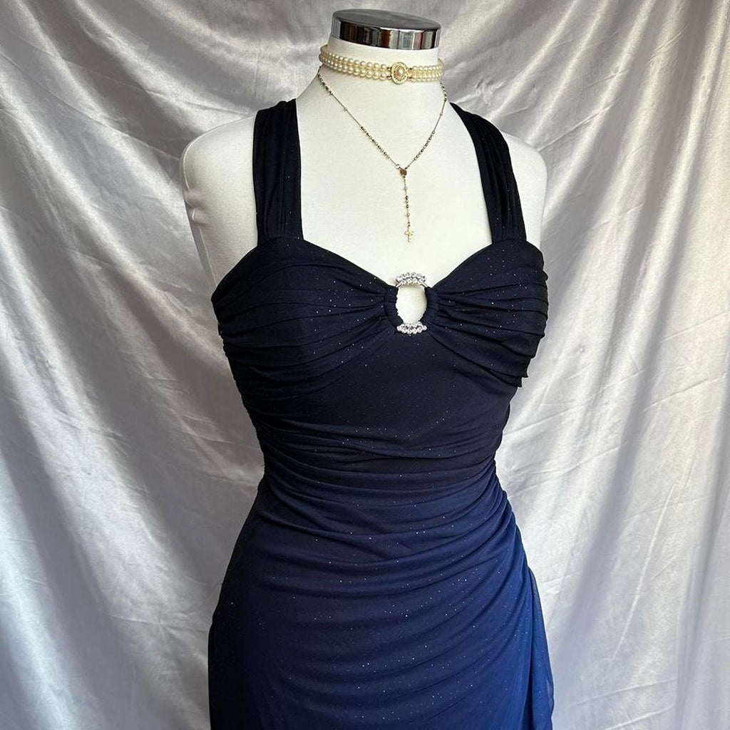 Betsy & Adam Women's Black and Blue Dress