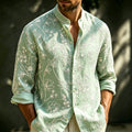 Men's Vintage Floral Art Linen Shirt