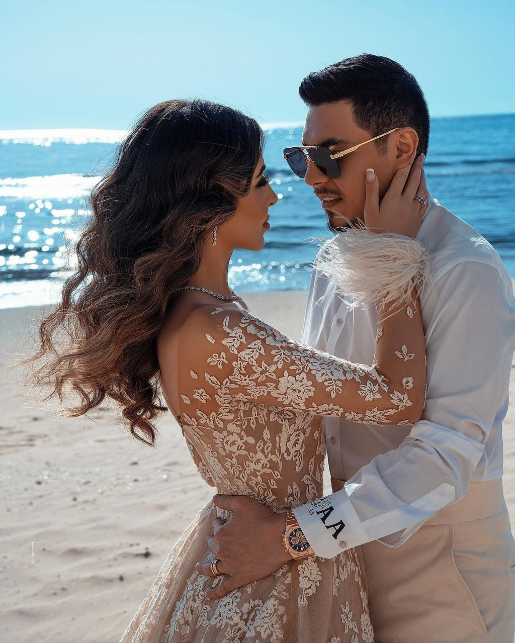 Daisda Luxury Long A-line Train Wedding Dress With Lace
