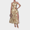 Elegant Floral Halter Midi Dress