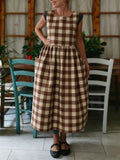 Warm Brown & Cream Gingham Apron