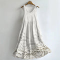 Cottage Floral Lace Embroidered Flowy Linen Tank Dress