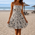 Marisole – Smocked Waist Mini Sundress with Tie-Front Bow and Ruffle Hem
