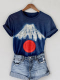 Japanese Mount Fuji Indigo Shibori Art Cozy T Shirt