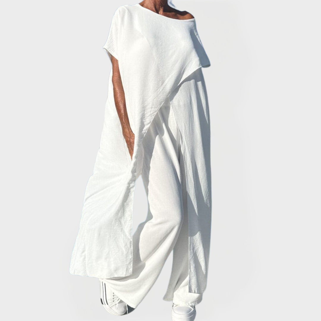 Set with Top and Trousers in a Solid Colour with a DÃ©colletage