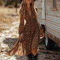 Western Cowgirl Floral Ethnic Print Lace-up Vintage Dress