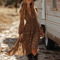 Western Cowgirl Floral Ethnic Print Lace-up Vintage Dress