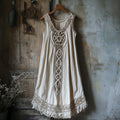 Vintage Tribal Celtic Knot Lace Art Linen Tank Dress