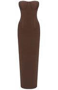 Strapless Bustier Maxi Dress Brown