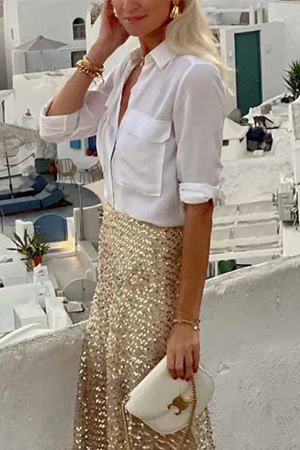 ISLEY COTTON LINEN BLEND POCKETED LONG SLEEVE RELAXED BLOUSE