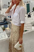 ISLEY COTTON LINEN BLEND POCKETED LONG SLEEVE RELAXED BLOUSE