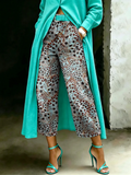 Women's Vintage Spot Floral Art Casual Wide Denim Pants
