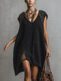 Black Distressed Studded Knit Mini Dress