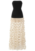 Strapless A Line Maxi Dress Black Ivory