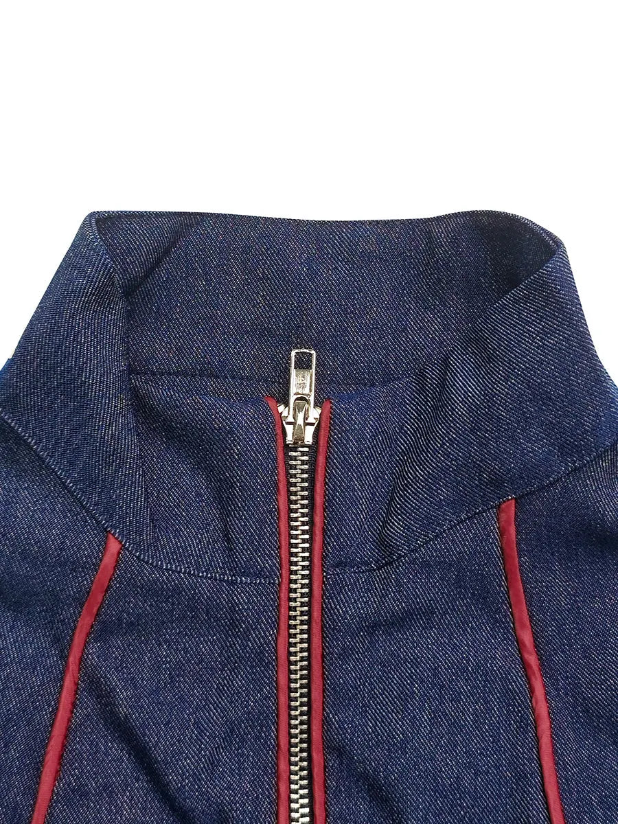 Long Sleeves Wide Leg Zipper Stand Collar Jumpsuits