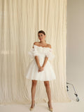 Brenda dress, Short wedding organza dress, Rehearsal dinner dress, Elopement wedding dress.