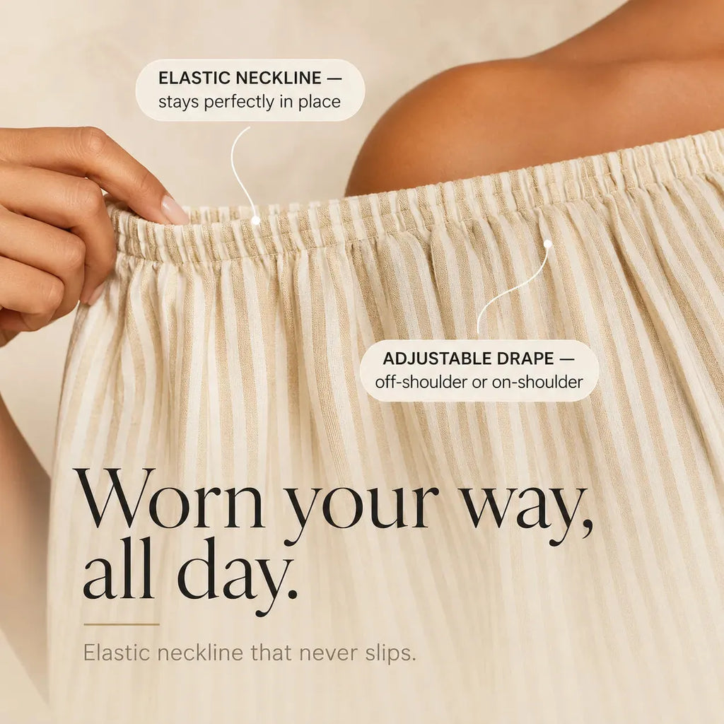 Marisella – Off-Shoulder Striped Maxi Dress with Lantern Sleeves and Pockets