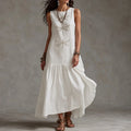Solenne – Sleeveless Dragonfly Maxi Dress with Drop Waist
