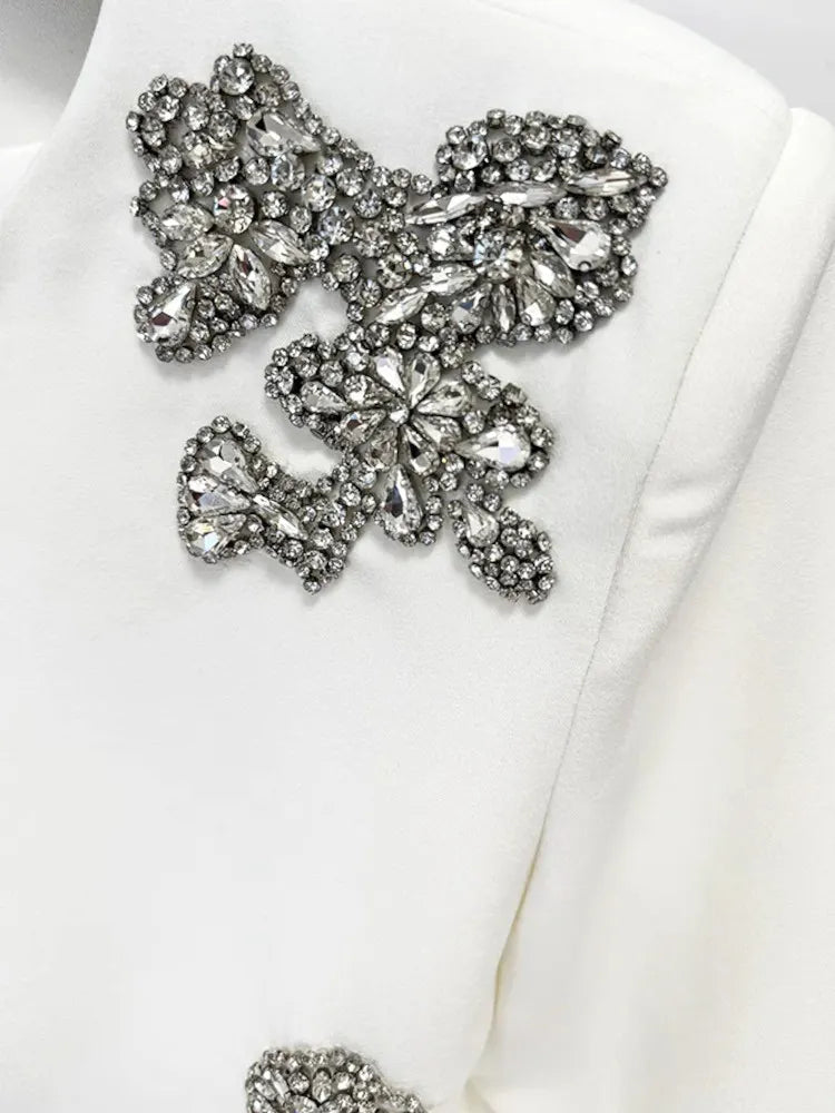 Long Sleeve Crystal Two Piece Maxi Dress White