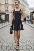 BLANKET STITCH SLEEVELESS MINI DRESS
