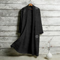 Vintage Japanese Sashiko Art Flowy Linen Long Kimono