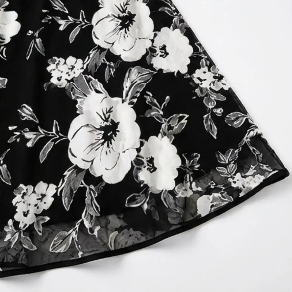 Solenya – Women's Floral Chiffon Dress with Sheer Overlay