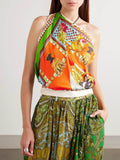 Unique Print Twill Satin Scarf Tank Top